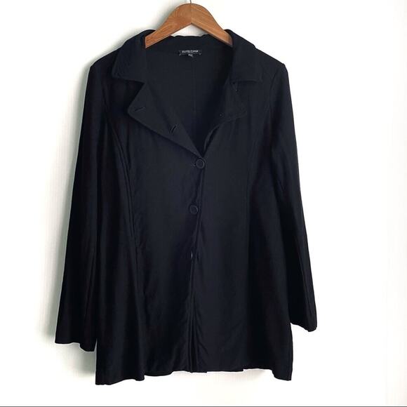 Eileen Fisher Petite Medium jacket blazer black long sleeve with pockets - Picture 1 of 10
